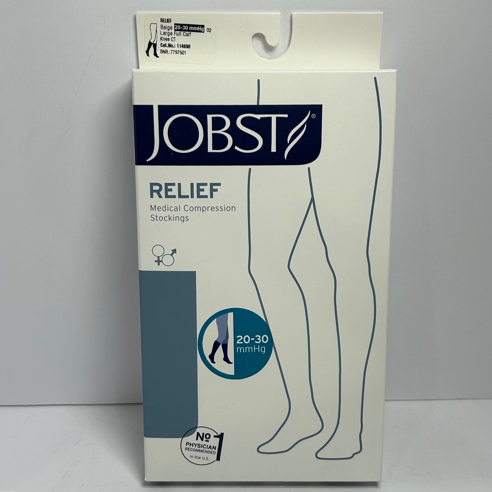 Jobst Relief 20-30 mmHg Compression Stockings Beige Large Full Calf Knee CT